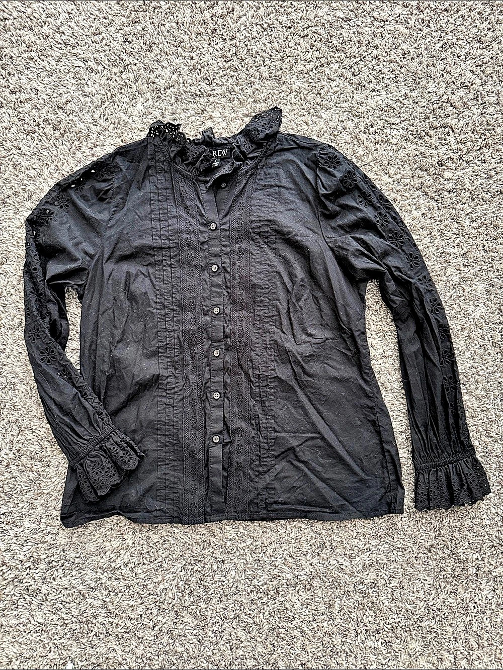 J.Crew Mockneck top in embroidered eyelet Black